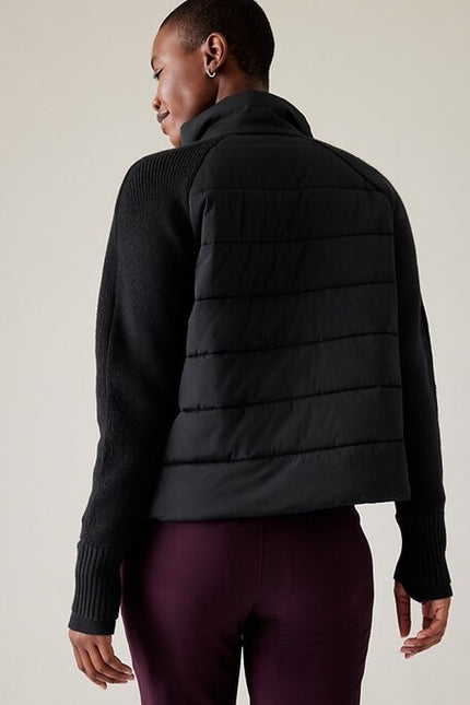 ATHLETA NWT Incline Hybrid Jacket Black Lightweight Puffer Women's MT