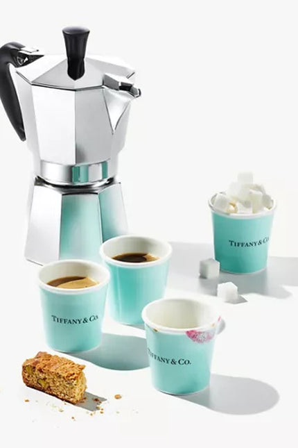 TIFFANY & CO Coffee Cups Blue Bone China Set of 2