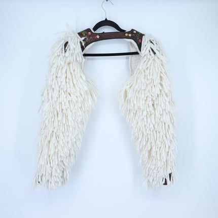 DSquared2 2018 Saddle Sleeves Western White Knit Wool and Leather Women's XS