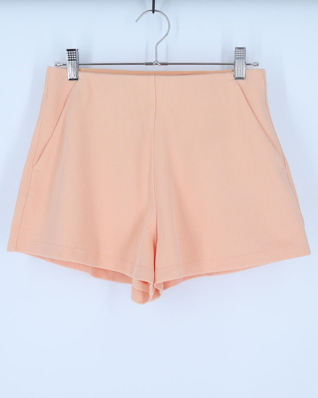 Lululemon Ribbed High Rise Short Peach Bellini 2" Softstreme Pull On Women's 6