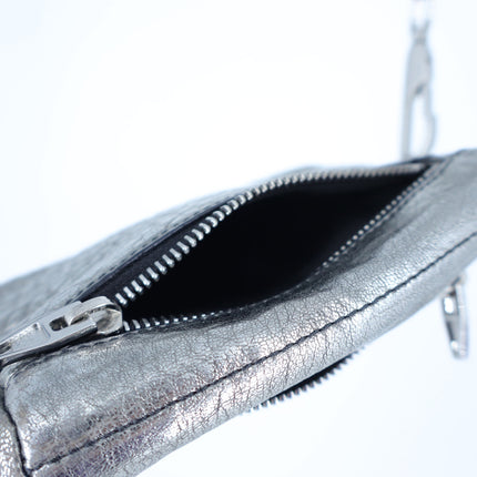Alexander Wang Fumo Wristlet Metallic Silver Pebbled Leather Wallet
