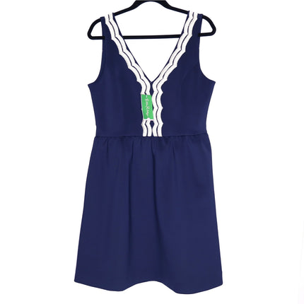 LILLY PULITZER Rorey Mini Dress NWT True Navy V Neck Fit and Flare Women's L