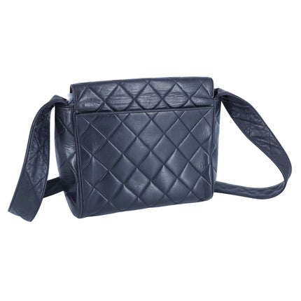 Chanel Vtg 90's Quilted Leather Crossbody Bag Black CC Flap Red Interior Luxury