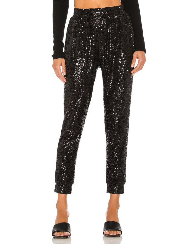 Steve Madden Glitter End Jogger Black NWT Pull On Sequin Women's L