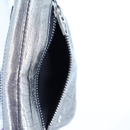 Alexander Wang Fumo Wristlet Metallic Silver Pebbled Leather Wallet
