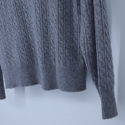Sandro Nea Cable Knit Sweater Gray and Tan Collared Long Sleeve Women's 1/US S