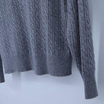 Sandro Nea Cable Knit Sweater Gray and Tan Collared Long Sleeve Women's 1/US S