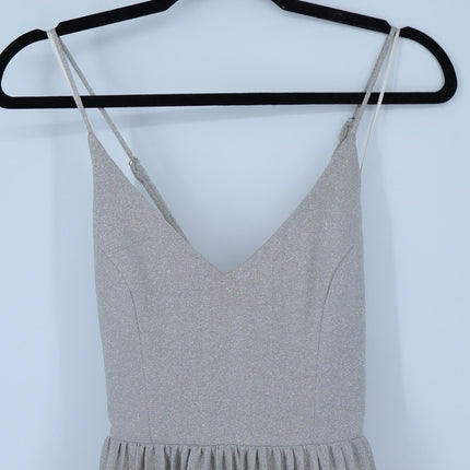 Elevenses Lunar Pleated Midi Dress Metallic Champagne Silver NWT Women's 0