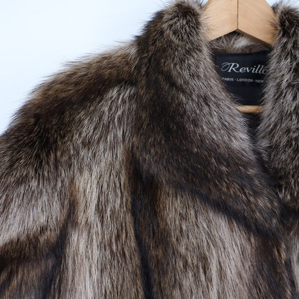 REVILLON Fox Fur Coat Saks Fifth Ave Brown and White Authentic Luxury Women's M