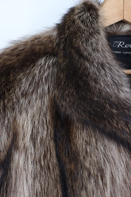 REVILLON Fox Fur Coat Saks Fifth Ave Brown and White Authentic Luxury Women's M