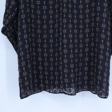 AMANDA UPRICHARD Noemi Dress Navy and Gold Long Sleeve Shift Women's M