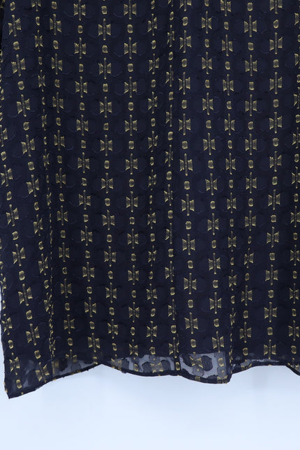 AMANDA UPRICHARD Noemi Dress Navy and Gold Long Sleeve Shift Women's M