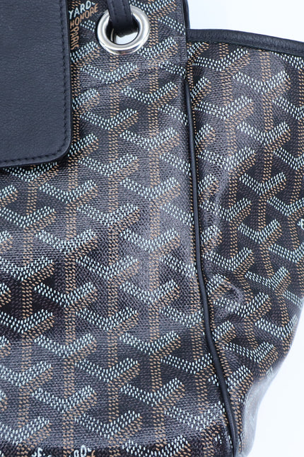 GOYARD Rouette Souple Shoulder Bag Black and Brown Coated Canvas Chevron