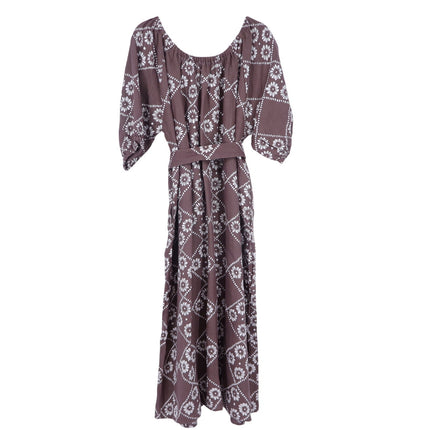 DAUGHTERS OF INDIA Dahlia Maxi Dress Maple Printed NWT Belted Linen Women's S