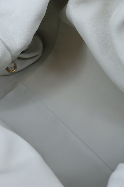 BOTTEGA VENETA The Pouch Bone White Intrecciato Leather Clutch Bag