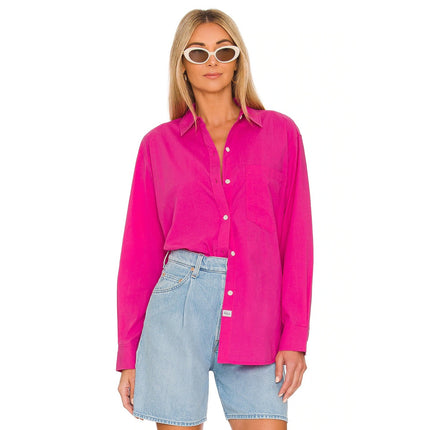 Rails Arlo Shirt Azalea Pink Button Up Long Sleeve Relaxed Fit Women's M