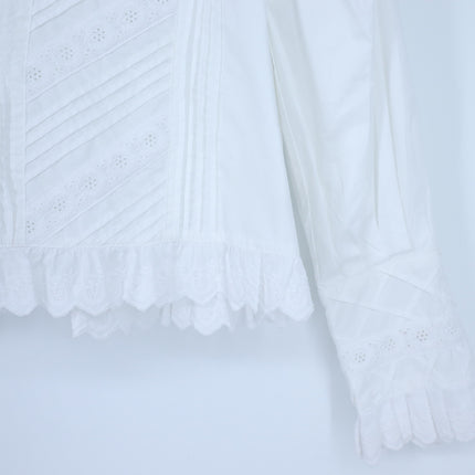 Mille Georgina Top White NWT Lace Button Front Long Sleeve Blouse Women's XS