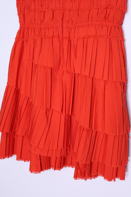 SEA New York Greir Tiered Pleated Crepe Mini Dress Poppy Smocked Women's XS