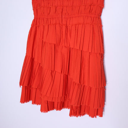 SEA New York Greir Tiered Pleated Crepe Mini Dress Poppy Smocked Women's XS