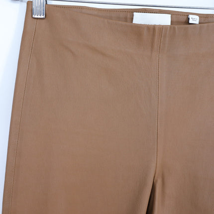 VINCE Leather Pants Camel Tan Flat Front Lamb Pelt Mid Rise Bootcut Women's M