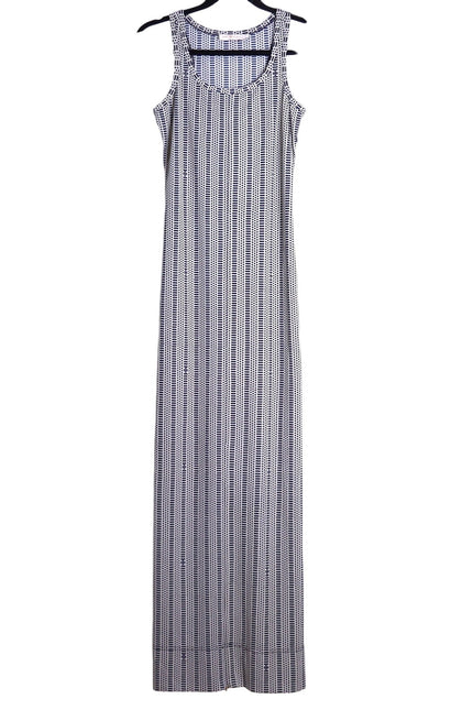 TORY BURCH White and Navy Printed Convertible Column Dress Women's XS