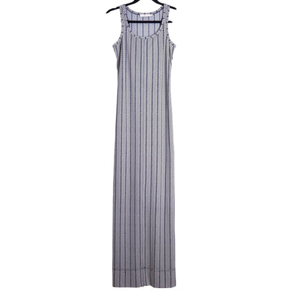 TORY BURCH White and Navy Printed Convertible Column Dress Women's XS