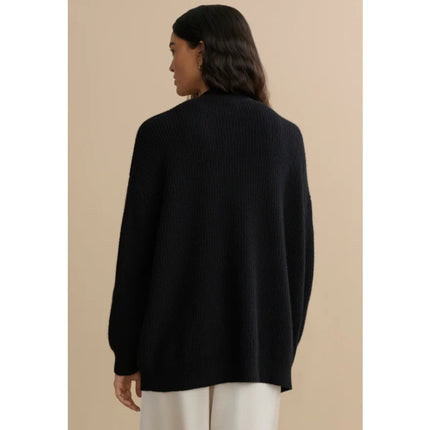 JENNI KAYNE 100% Cashmere Cocoon Cardigan Black Long Sleeve Women's M