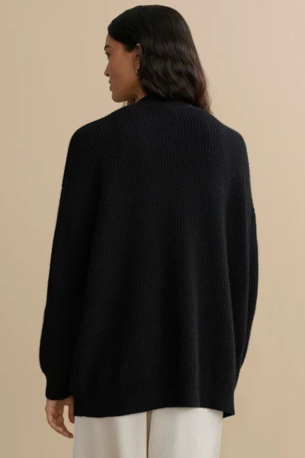 JENNI KAYNE 100% Cashmere Cocoon Cardigan Black Long Sleeve Women's M