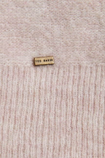 TED BAKER Larbow Statement Bow Sweater Pink Wool Knit Pullover Women's 0/US 2