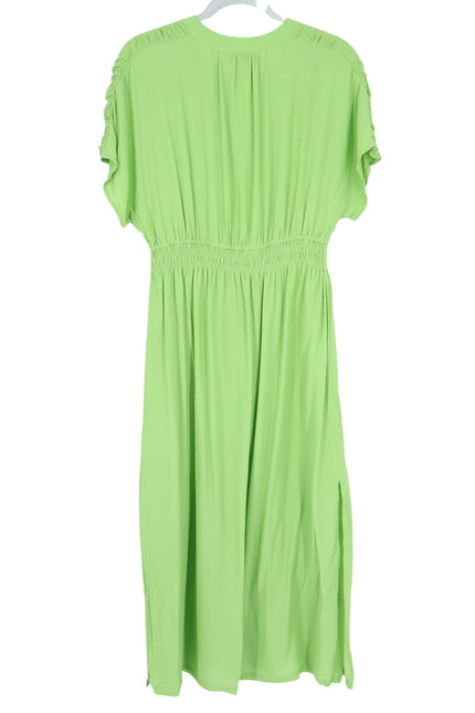 MEIMEIJ Lime Green Midi Dress Chiffon Button Front Midi Women's 42/US 6