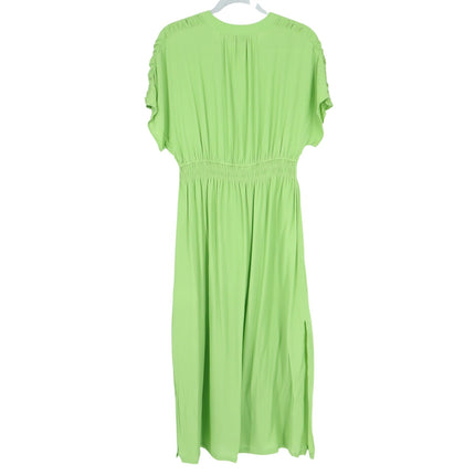 MEIMEIJ Lime Green Midi Dress Chiffon Button Front Midi Women's 42/US 6
