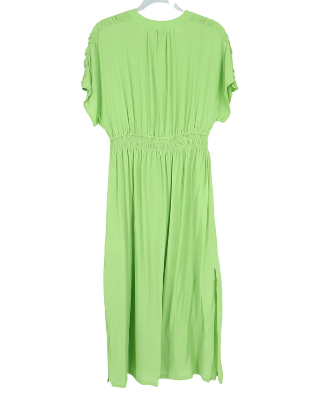 MEIMEIJ Lime Green Midi Dress Chiffon Button Front Midi Women's 42/US 6