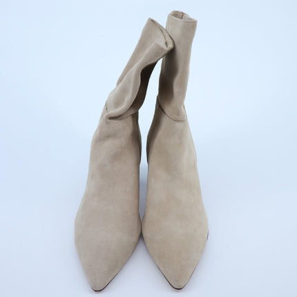 Zara Suede Heeled Boots Tan Soft Split Pointed Toe Women's 40/US 9
