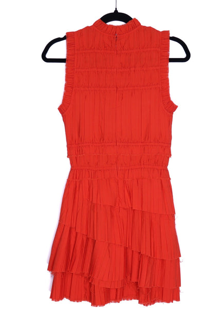 SEA New York Greir Tiered Pleated Crepe Mini Dress Poppy Smocked Women's XS