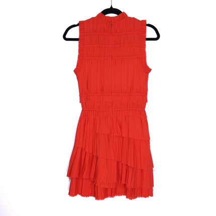 SEA New York Greir Tiered Pleated Crepe Mini Dress Poppy Smocked Women's XS