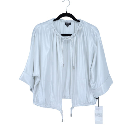 Worth New York Oversized Satin Open Jacket Silver NWT 3/4 Sleeve Women's SP
