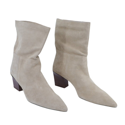 Zara Suede Heeled Boots Tan Soft Split Pointed Toe Women's 40/US 9