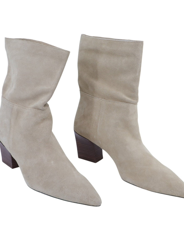 Zara Suede Heeled Boots Tan Soft Split Pointed Toe Women's 40/US 9