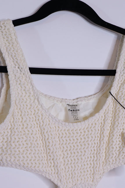 MONTCE NWT Crochet Ky One Piece Swimsuit Bone White Summer Women's S