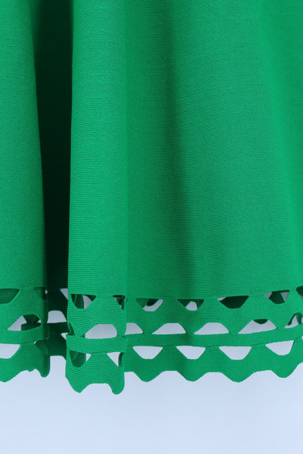 THE FOLD Vienna Sculpt Knit Midi Dress Emerald Green NWT Laser Cut Women's 10