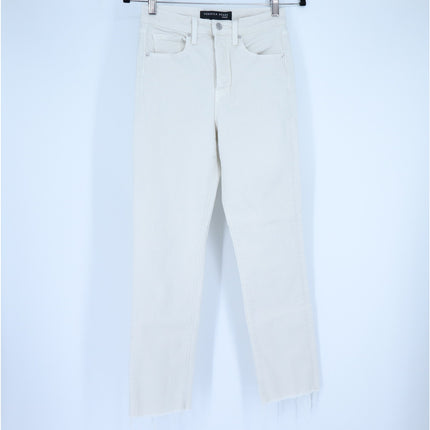 VERONICA BEARD Ryleigh Slim Straight Jeans Ecru High Rise Button Fly Women's 26