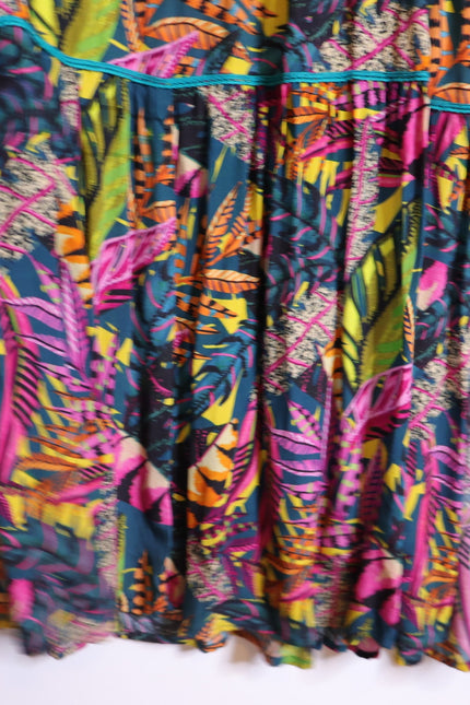 TAJ BY SABRINA CRIPPA Flamingo Maxi Dress High Summer Ruffle Women's S