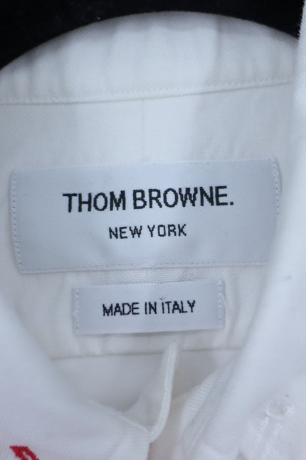 THOM BROWNE Embroidered Button Down Shirt White Long Sleeve Women's 1/US S