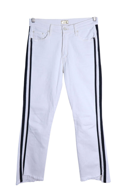MOTHER The Insider Crop Step Fray Jeans Whipping The Racer White Women's 29