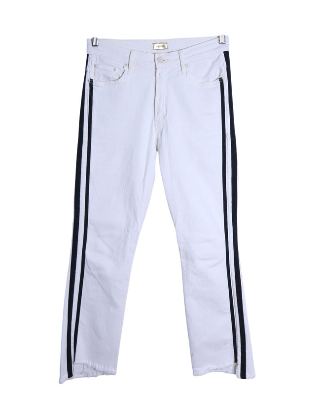 MOTHER The Insider Crop Step Fray Jeans Whipping The Racer White Women's 29