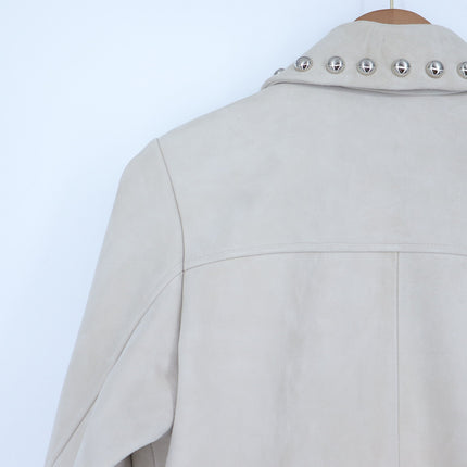 Rails Zeta Studded Jacket Taupe Goat Suede Leather Zip Up Women's S