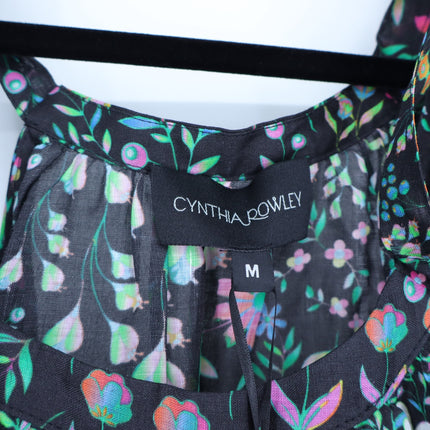 CYNTHIA ROWLEY Layla Floral Halter Dress Black NWT Knee Length Women's M