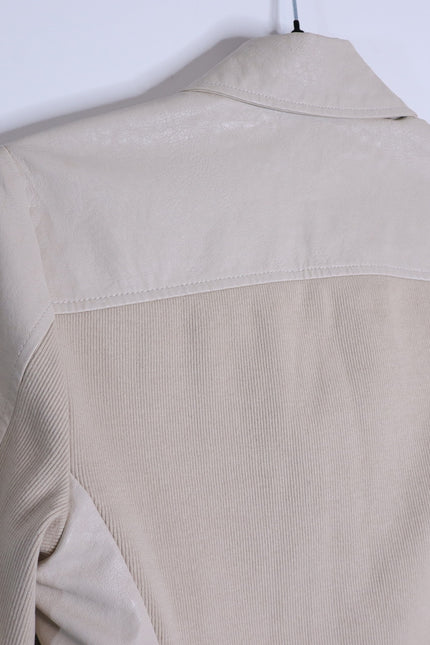 BY ANTHROPOLOGIE Marcail Faux Leather Anorak Jacket Beige Long Sleeve Women's S