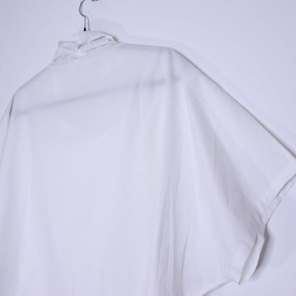 WJ MARTIN Boxy Hi-Lo Blouse White Cowl Neck Short Sleeve Women's 44/US 8