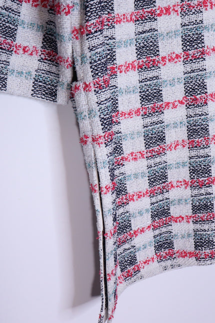 ST. JOHN Plaid Longline Jacket Multicolor Tweed Straight Cut Unlined Women's 18